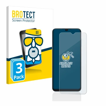 Face avant d’un emballage produit avec le logo de la marque BROTECT. À côté, l’appareil Samsung Galaxy A13 est représenté avec