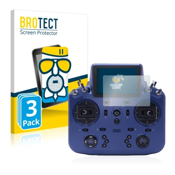 Face avant d’un emballage produit avec le logo de la marque BROTECT. À côté, l’appareil FrSky Tandem X18 est représenté avec l