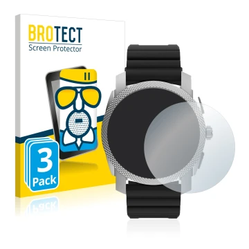 Face avant d’un emballage produit avec le logo de la marque BROTECT. À côté, l’appareil Fossil Gen 6 Hybrid Machine (45mm) est