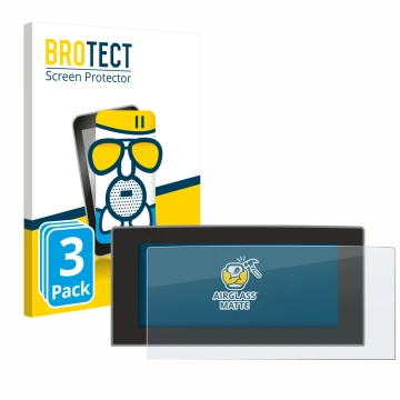 Face avant d’un emballage produit avec le logo de la marque BROTECT. À côté, l’appareil Ford Focus 2022 Sync 4 13.2
