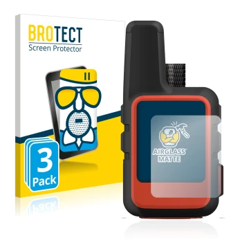 Face avant d’un emballage produit avec le logo de la marque BROTECT. À côté, l’appareil Garmin inReach Mini 2 est représenté a