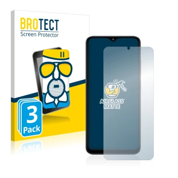 Face avant d’un emballage produit avec le logo de la marque BROTECT. À côté, l’appareil Xiaomi Poco M5 est représenté avec la 