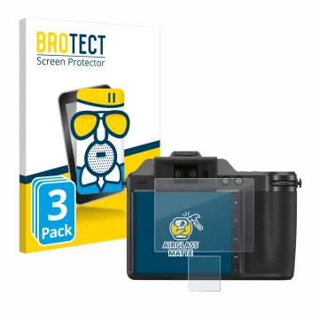 Face avant d’un emballage produit avec le logo de la marque BROTECT. À côté, l’appareil Fujifilm X-H2 est représenté avec la p