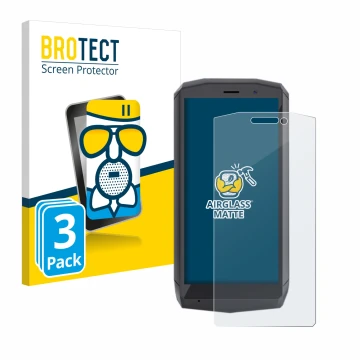 Face avant d’un emballage produit avec le logo de la marque BROTECT. À côté, l’appareil Cubot Pocket est représenté avec la pr