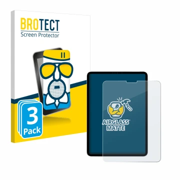 Face avant d’un emballage produit avec le logo de la marque BROTECT. À côté, l’appareil Apple iPad Pro 11