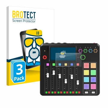 Face avant d’un emballage produit avec le logo de la marque BROTECT. À côté, l’appareil Rode Rodecaster Pro II est représenté 
