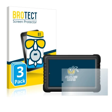 Face avant d’un emballage produit avec le logo de la marque BROTECT. À côté, l’appareil Launch X-431 PROS V 8