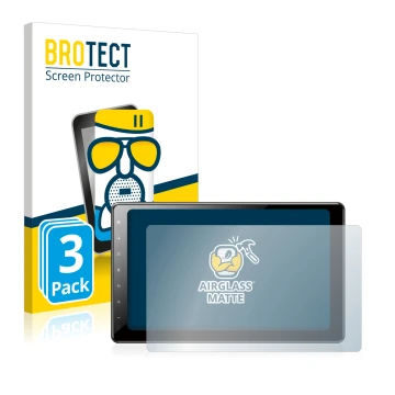 Face avant d’un emballage produit avec le logo de la marque BROTECT. À côté, l’appareil Pioneer AVIC-Z1000DAB-C Navigation est