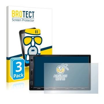 Face avant d’un emballage produit avec le logo de la marque BROTECT. À côté, l’appareil Atoto S8 Standard 7 zoll est représent