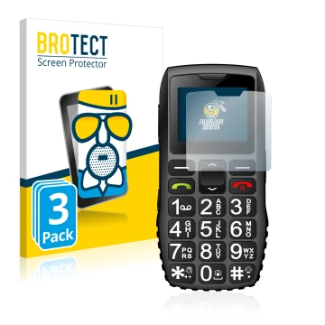 Face avant d’un emballage produit avec le logo de la marque BROTECT. À côté, l’appareil artfone C1 + est représenté avec la pr