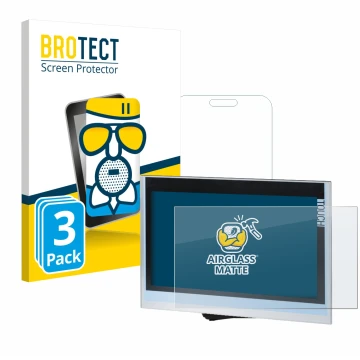 Face avant d’un emballage produit avec le logo de la marque BROTECT. À côté, l’appareil Siemens Simatic HMI TP1900 Comfort est