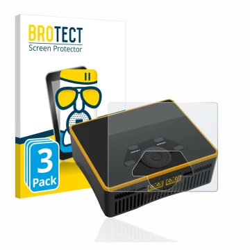 Face avant d’un emballage produit avec le logo de la marque BROTECT. À côté, l’appareil Junsi iCharger DX6 est représenté avec