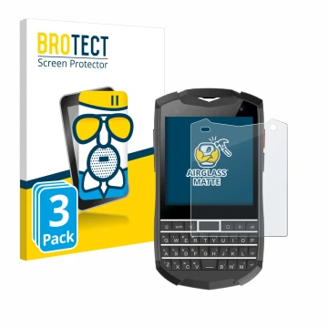 Face avant d’un emballage produit avec le logo de la marque BROTECT. À côté, l’appareil Unihertz Titan Pocket est représenté a