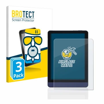 Face avant d’un emballage produit avec le logo de la marque BROTECT. À côté, l’appareil Meebook M6 6