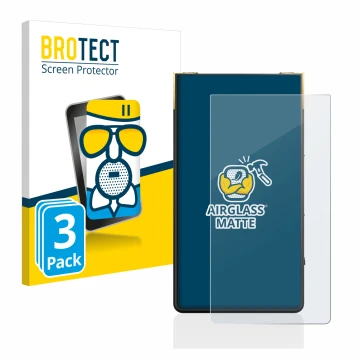 Face avant d’un emballage produit avec le logo de la marque BROTECT. À côté, l’appareil Sony Walkman NW-ZX707 est représenté a