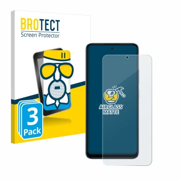 Face avant d’un emballage produit avec le logo de la marque BROTECT. À côté, l’appareil Xiaomi Redmi Note 12 4G est représenté