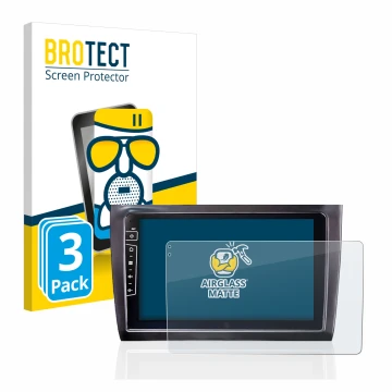 Face avant d’un emballage produit avec le logo de la marque BROTECT. À côté, l’appareil Dynavin D8-DF56 9