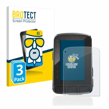 Face avant d’un emballage produit avec le logo de la marque BROTECT. À côté, l’appareil Wahoo Elemnt Roam 2 est représenté ave