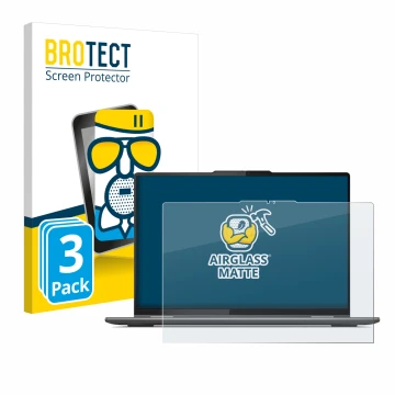 Face avant d’un emballage produit avec le logo de la marque BROTECT. À côté, l’appareil Lenovo Yoga 7i Gen 8 16