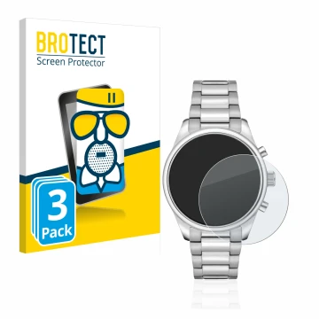 Face avant d’un emballage produit avec le logo de la marque BROTECT. À côté, l’appareil Hugo Boss Chronograph 58114171 est rep