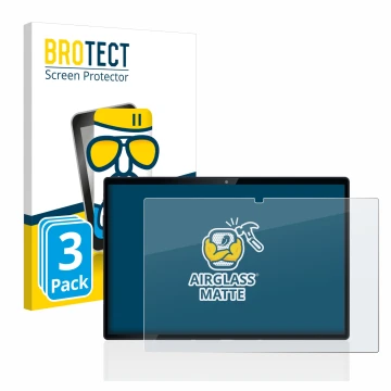 Face avant d’un emballage produit avec le logo de la marque BROTECT. À côté, l’appareil Mediacom SmartPad Azimut 3 Lite 4G est