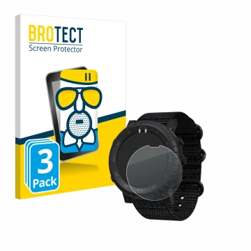 Face avant d’un emballage produit avec le logo de la marque BROTECT. À côté, l’appareil Suunto Core Alpha est représenté avec 