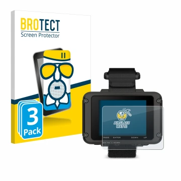 Face avant d’un emballage produit avec le logo de la marque BROTECT. À côté, l’appareil Garmin Foretrex 801 est représenté ave