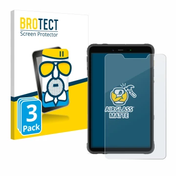 Face avant d’un emballage produit avec le logo de la marque BROTECT. À côté, l’appareil Ulefone Armor Pad 8 est représenté ave
