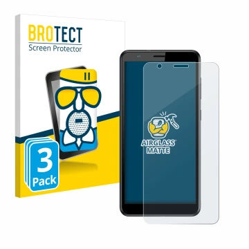 Face avant d’un emballage produit avec le logo de la marque BROTECT. À côté, l’appareil ZTE Blade A31 est représenté avec la p