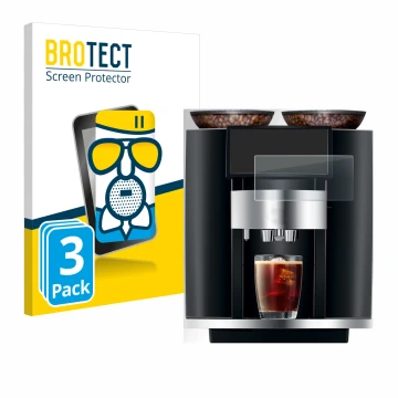 Face avant d’un emballage produit avec le logo de la marque BROTECT. À côté, l’appareil Jura Giga 10 est représenté avec la pr