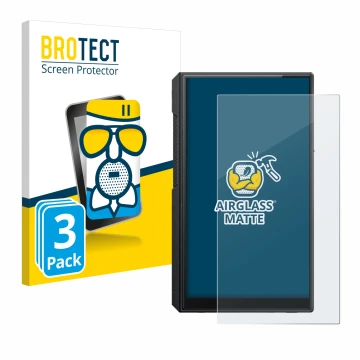 Face avant d’un emballage produit avec le logo de la marque BROTECT. À côté, l’appareil FiiO M11s est représenté avec la prote