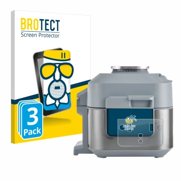 Face avant d’un emballage produit avec le logo de la marque BROTECT. À côté, l’appareil Ninja Speedi Rapid Cooking System est 