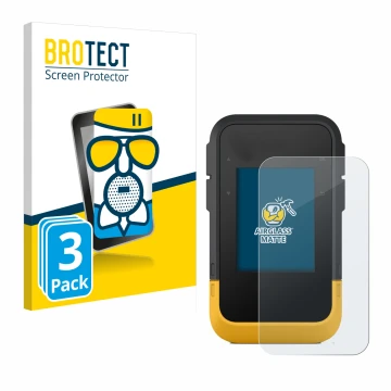 Face avant d’un emballage produit avec le logo de la marque BROTECT. À côté, l’appareil Garmin eTrex SE est représenté avec la