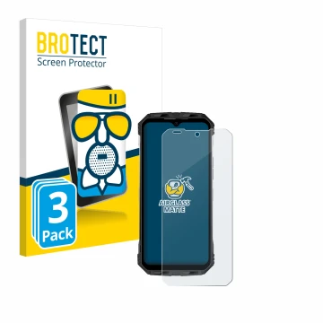 Face avant d’un emballage produit avec le logo de la marque BROTECT. À côté, l’appareil Doogee S110 est représenté avec la pro
