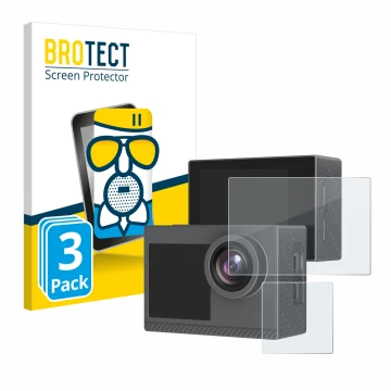 Face avant d’un emballage produit avec le logo de la marque BROTECT. À côté, l’appareil Akaso Brave 4 Pro est représenté avec 