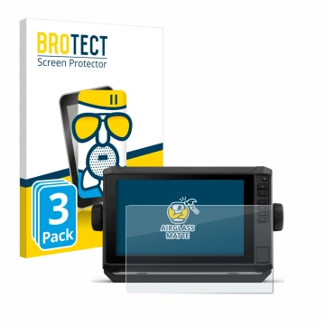 Face avant d’un emballage produit avec le logo de la marque BROTECT. À côté, l’appareil Garmin ECHOMAP UHD2 9