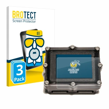 Face avant d’un emballage produit avec le logo de la marque BROTECT. À côté, l’appareil Shearwater Petrel 2 dive computer est 