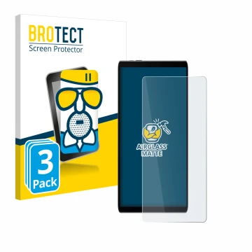 Face avant d’un emballage produit avec le logo de la marque BROTECT. À côté, l’appareil Samsung Galaxy Tab S9 FE est représent