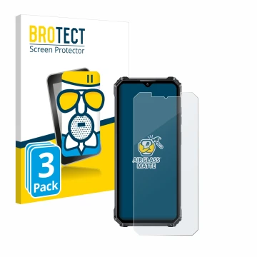 Face avant d’un emballage produit avec le logo de la marque BROTECT. À côté, l’appareil Oukitel WP28 est représenté avec la pr