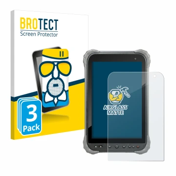 Face avant d’un emballage produit avec le logo de la marque BROTECT. À côté, l’appareil Juniper Systems Cedar CT8X2 est représ