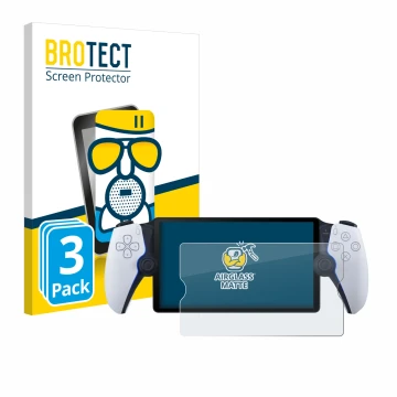 Face avant d’un emballage produit avec le logo de la marque BROTECT. À côté, l’appareil Sony Playstation Portal est représenté