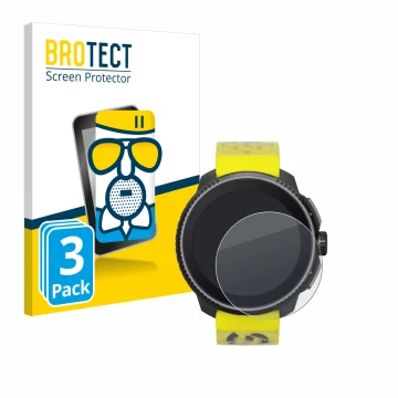 Face avant d’un emballage produit avec le logo de la marque BROTECT. À côté, l’appareil Suunto Race est représenté avec la pro