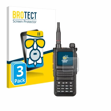 Face avant d’un emballage produit avec le logo de la marque BROTECT. À côté, l’appareil Radtel RT-470X est représenté avec la 