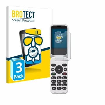 Face avant d’un emballage produit avec le logo de la marque BROTECT. À côté, l’appareil Doro 6820 est représenté avec la prote