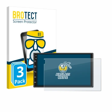 Face avant d’un emballage produit avec le logo de la marque BROTECT. À côté, l’appareil Ankeway Car Radio 7