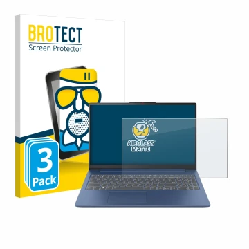 Face avant d’un emballage produit avec le logo de la marque BROTECT. À côté, l’appareil Lenovo IdeaPad Slim 3 Gen 8 15