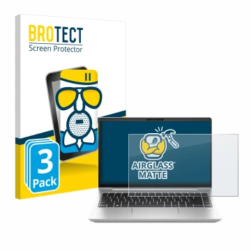 Face avant d’un emballage produit avec le logo de la marque BROTECT. À côté, l’appareil HP ProBook 440 G10 est représenté avec