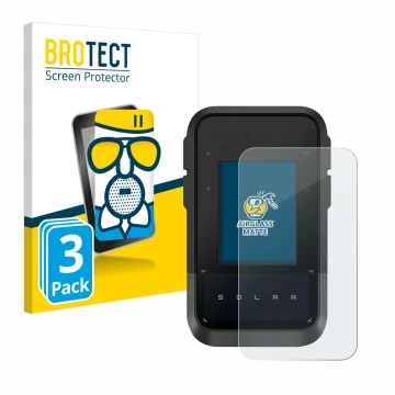 Face avant d’un emballage produit avec le logo de la marque BROTECT. À côté, l’appareil Garmin eTrex Solar est représenté avec