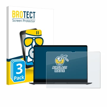 Face avant d’un emballage produit avec le logo de la marque BROTECT. À côté, l’appareil Samsung Galaxy Book4 Pro 16