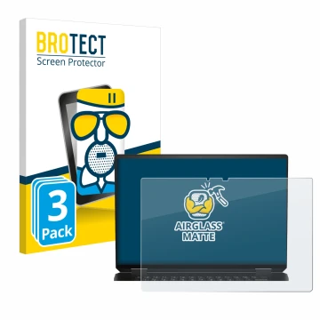 Face avant d’un emballage produit avec le logo de la marque BROTECT. À côté, l’appareil HP Spectre x360 16